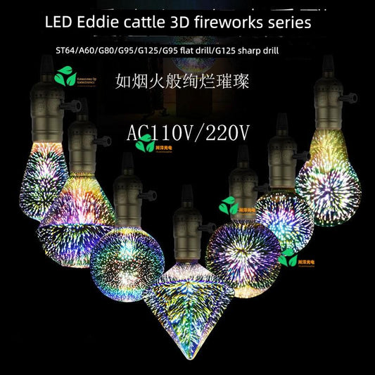 Edison 3D Fireworks Colorful LED Bulb